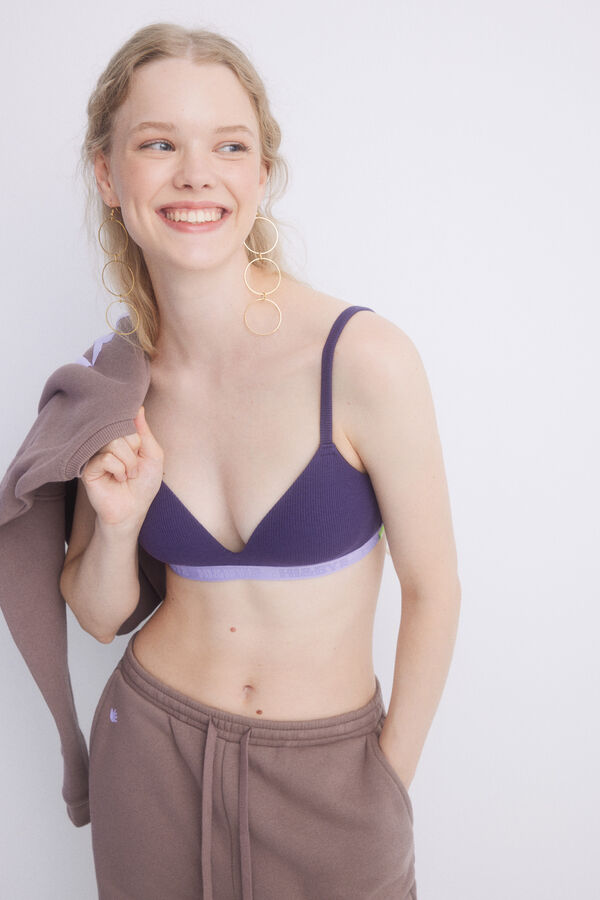 Womensecret Purple triangle bra with fixed cups pink