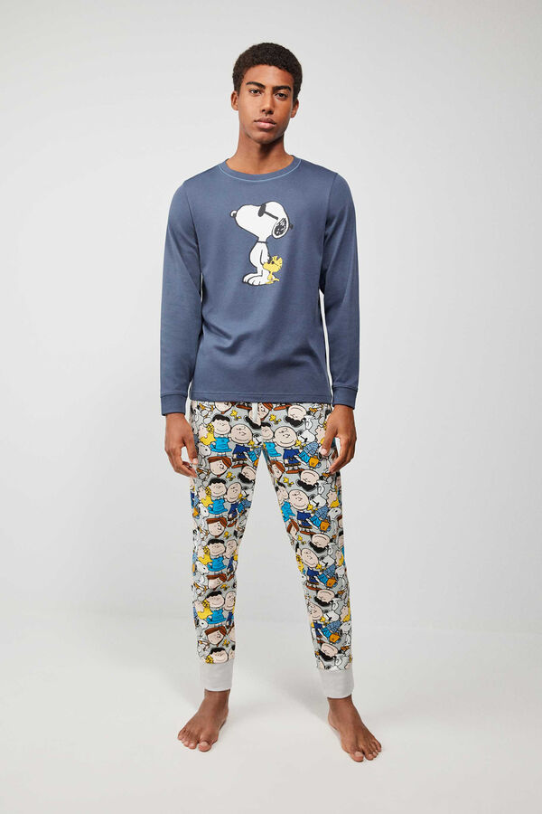 Gisela Snoopy men's long pajamas Grau