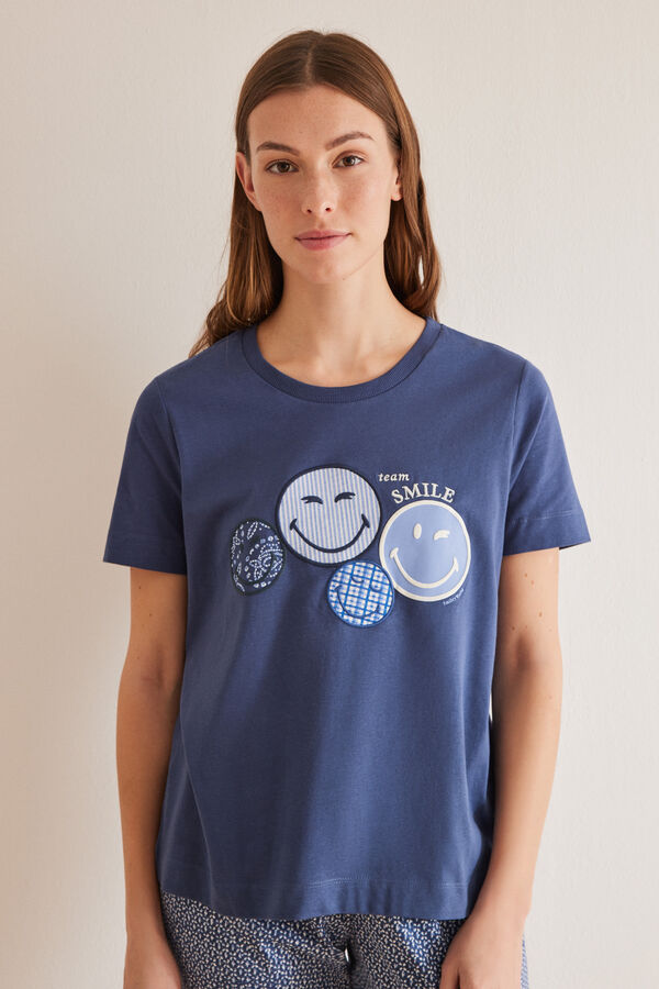Womensecret SmileyWorld ®-mintás póló, 100% pamutból. kék