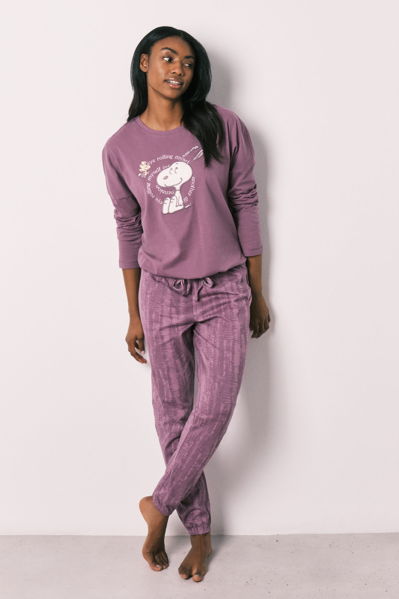 Women'secret Purple cotton long pyjamas Snoopy