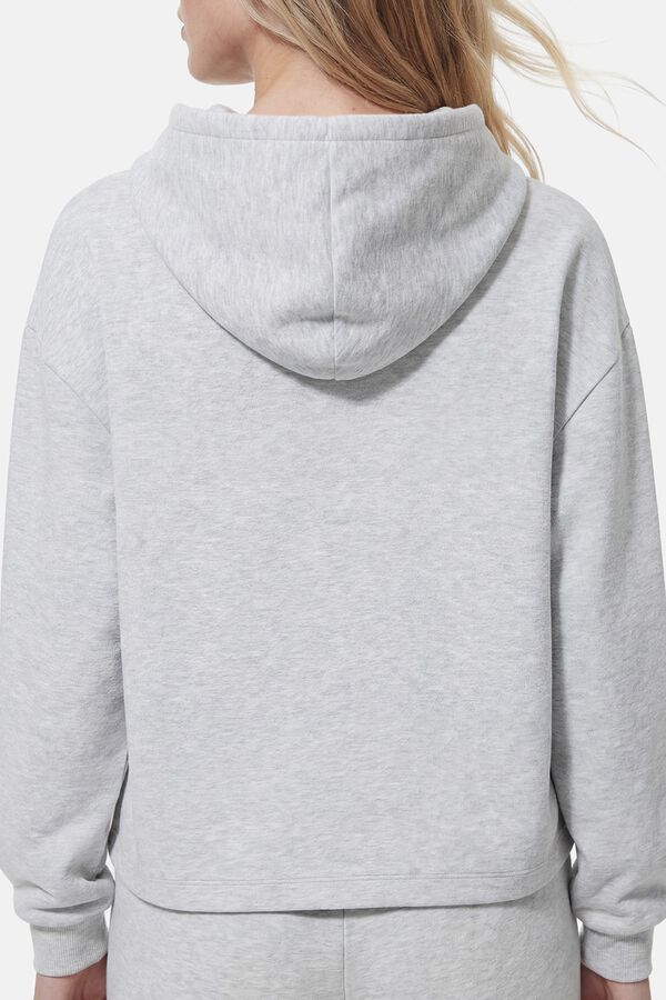 Pieces Sweatshirt com capuz e detalhe de lurex cinzento