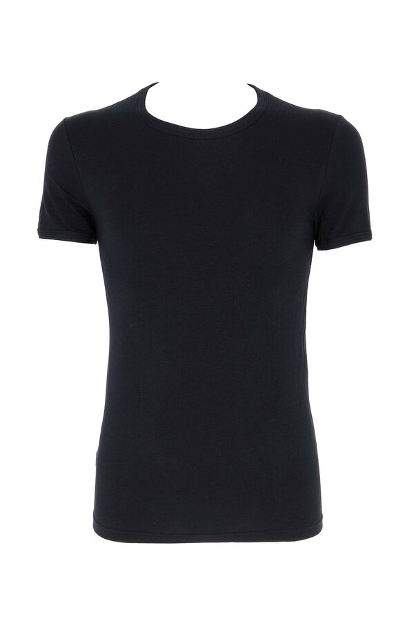Womensecret Men's short sleeve thermal T-shirt with a round neck Schwarz