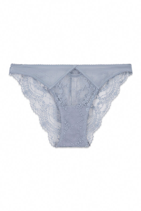 Women'secret Cueca cl&aacute;ssica em renda e tule azul azul