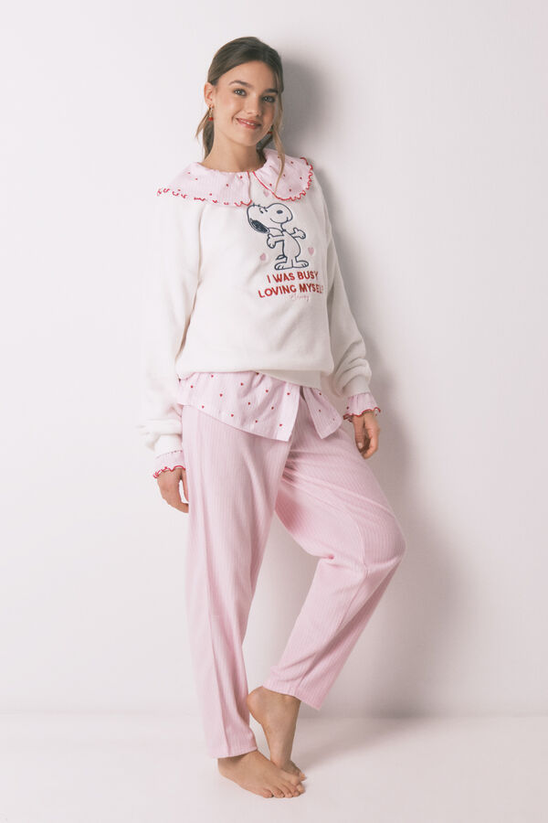 Women'secret Pyjama long en polaire Snoopy beige