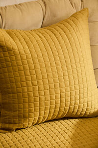 Calma House Funda de coj&iacute;n cuadrada acolchada mostaza Narbonne