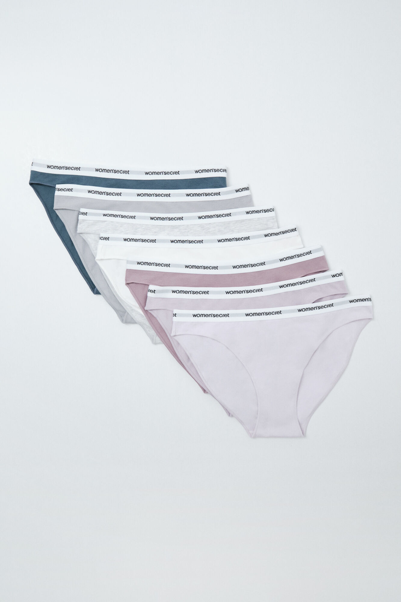 Women'secret Pack 7 bragas cl&aacute;sicas algod&oacute;n lisas logo