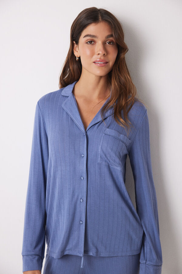 Womensecret Blue soft touch long shirt pajamas blue