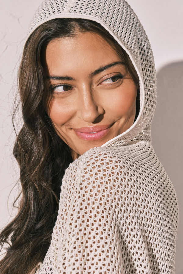 Women'secret Tunique courte &agrave; capuche effet r&eacute;sille beige beige