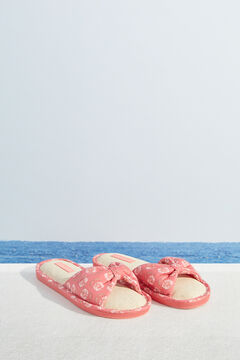 Womensecret Coral printed knot open flat sandals pink