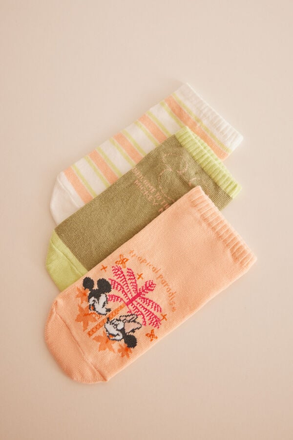 Womensecret Mickey Mouse-mintás rövid zoknik, 3 db-os csomag rávasalt mintás