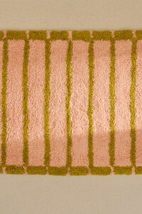 Calma House Alfombra de baño a rayas rosas Saturno
