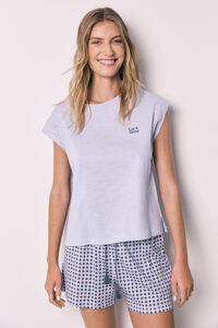 Women'secret Pijama curto em algod&atilde;o estampado lil&aacute;s