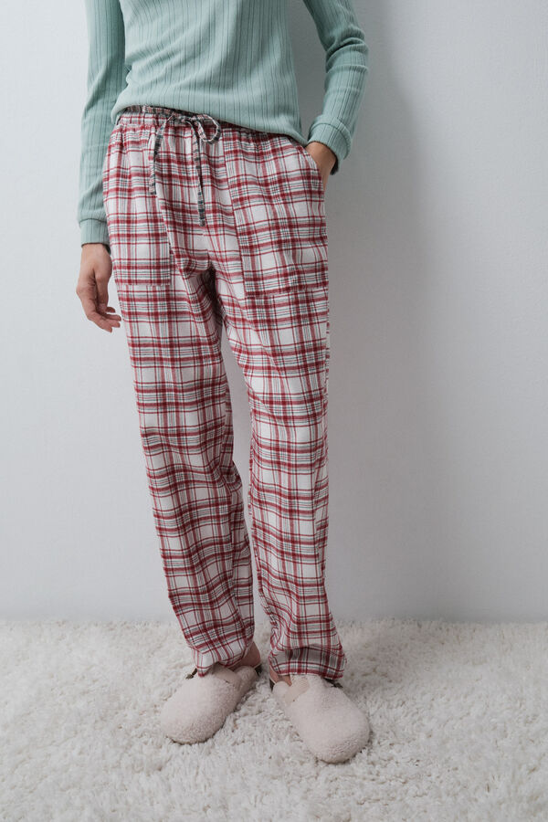 Women'secret Red plaid pyjamas trousers brown