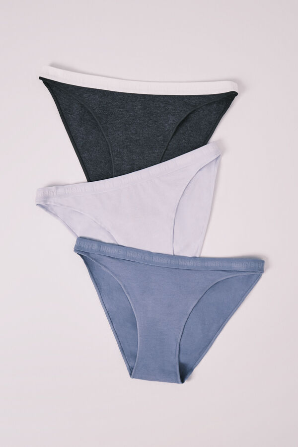 HI&BYE Light blue cotton 3-pack classic panties blue