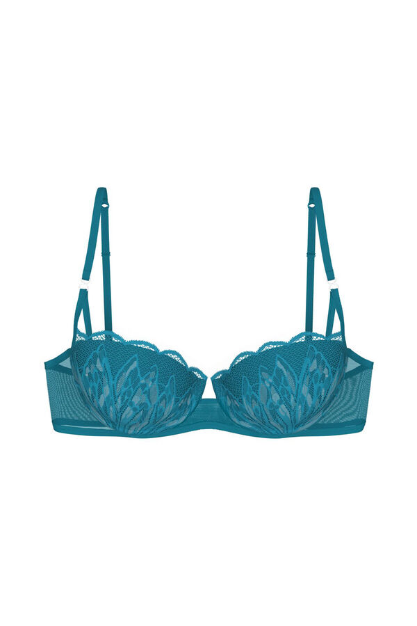 Triumph Balconette polka-dot lace bra blue