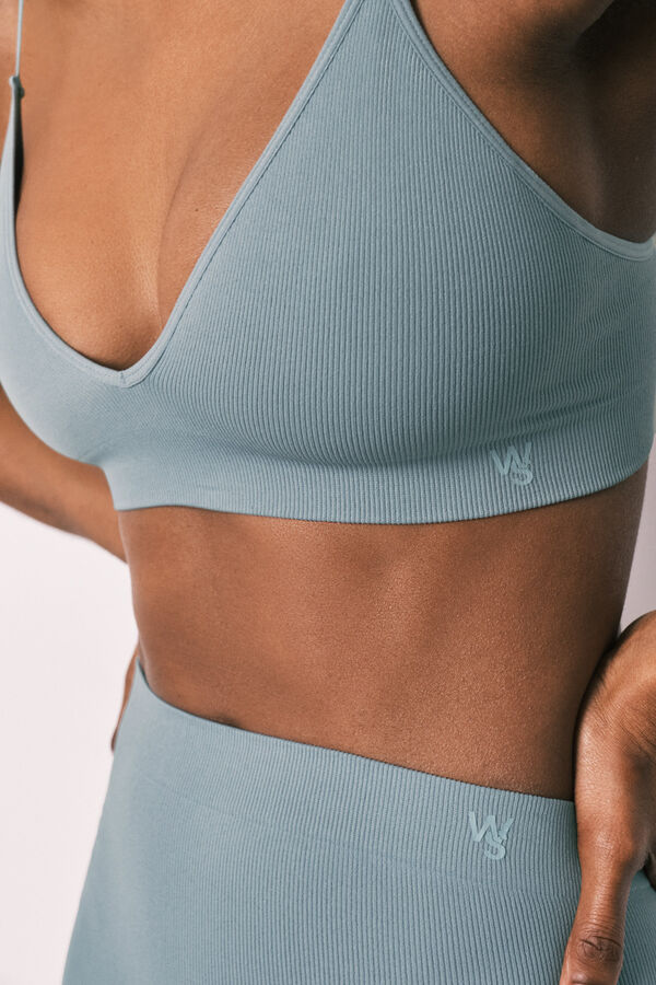 Women'secret Top triangular canelado sem costura azul azul