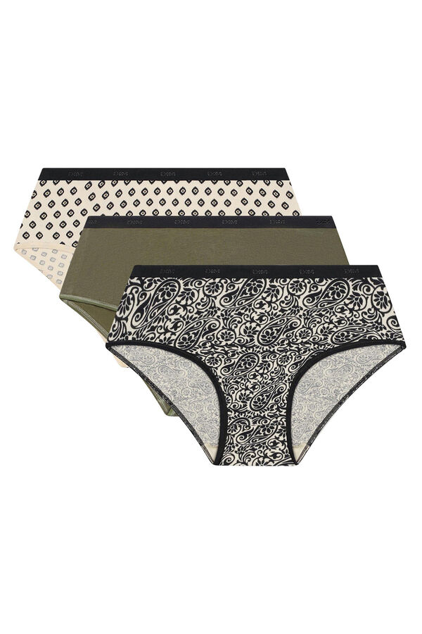 DIM Pack de 3 bragas culotte de algod&oacute;n el&aacute;stico con estampados estampado
