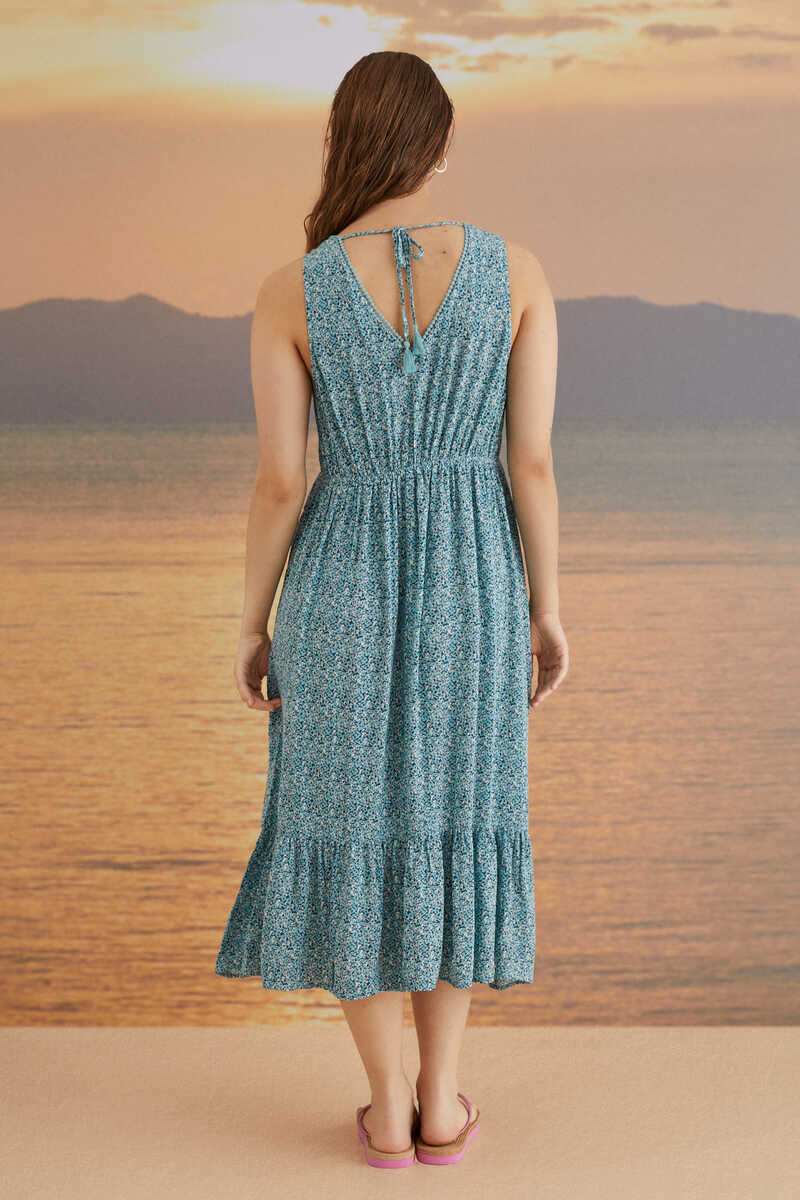 Womensecret Turquoise floral midi dress printed