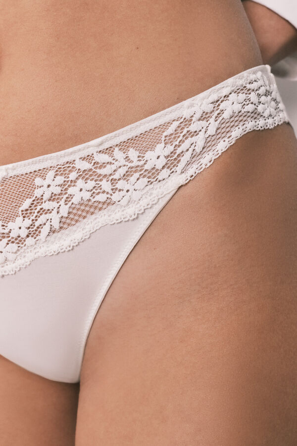 Women'secret White modal and lace classic panty nude