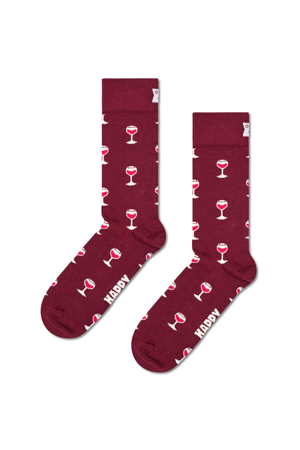 Womensecret Unisex Glass Of Wine Socks Bordo