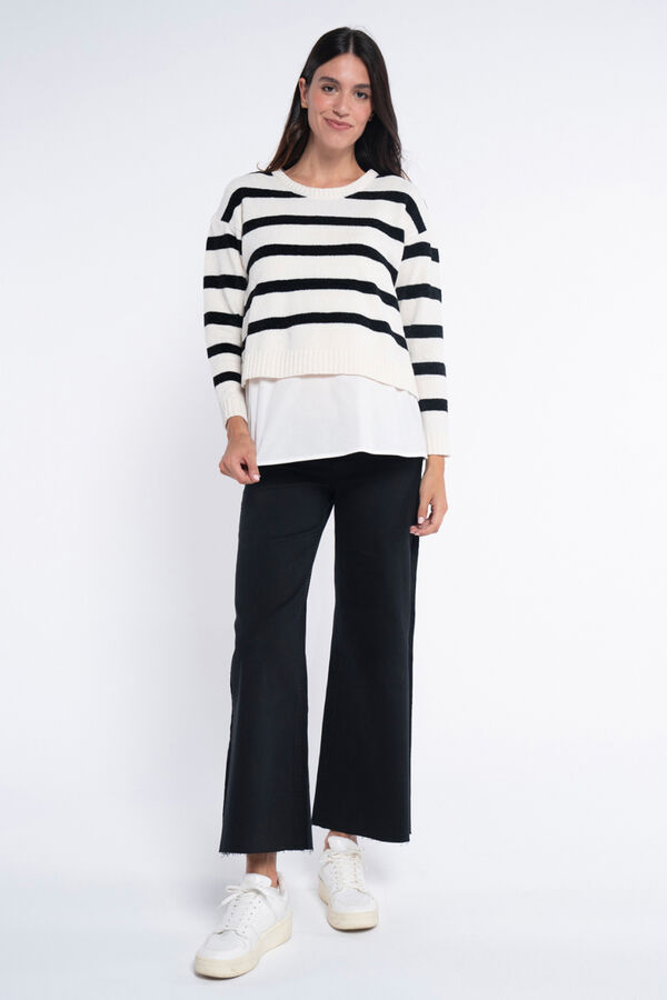 Ohma! Jersey de chenilla a rayas con blusa blanco