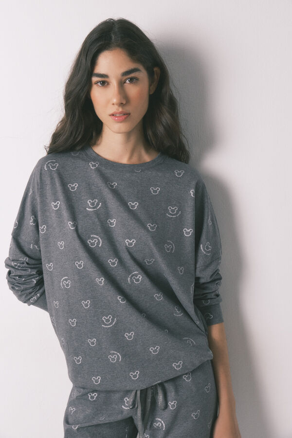 Women'secret Long pyjamas 100% cotton grey Mickey logo grey