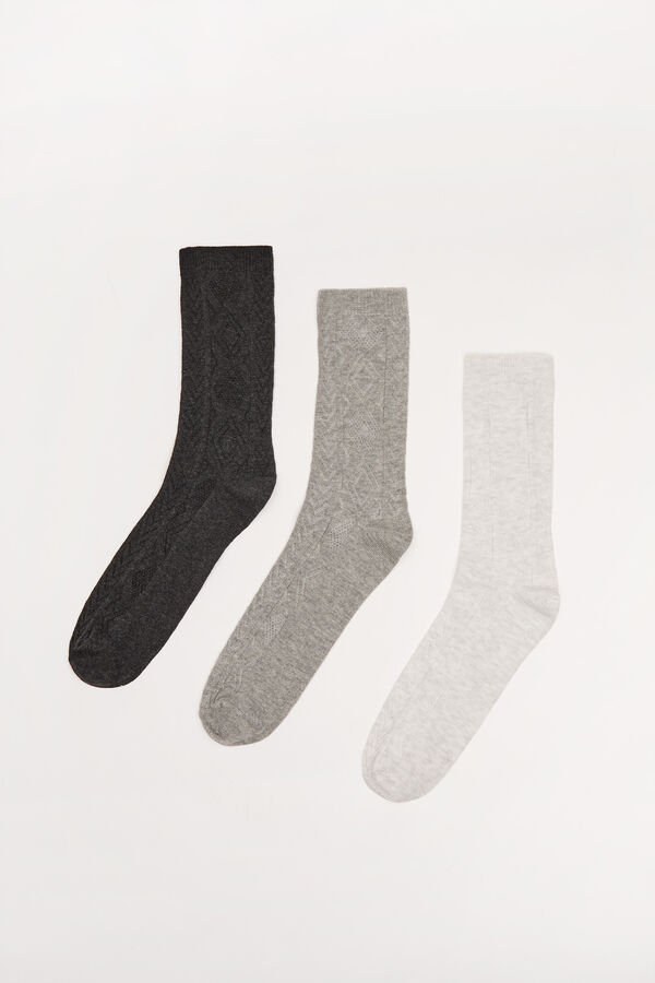 Womensecret Pack 3 calcetines algodón textura gris gris