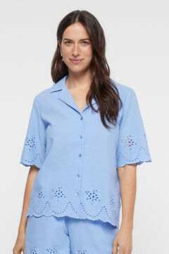 Womensecret Damenshirt aus 100 % Baumwolle. Kurze Ärmel. Blau