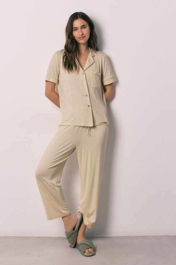 Women'secret Yellow classic long pyjamas printed