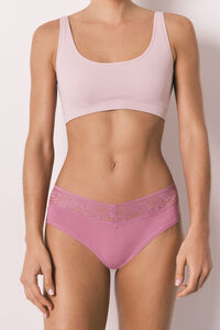 Women'secret Pink cotton classic full brief lace panty