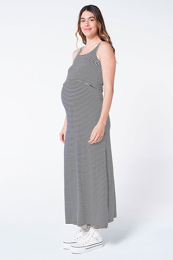 Womensecret Long striped maternity nursing dress kék