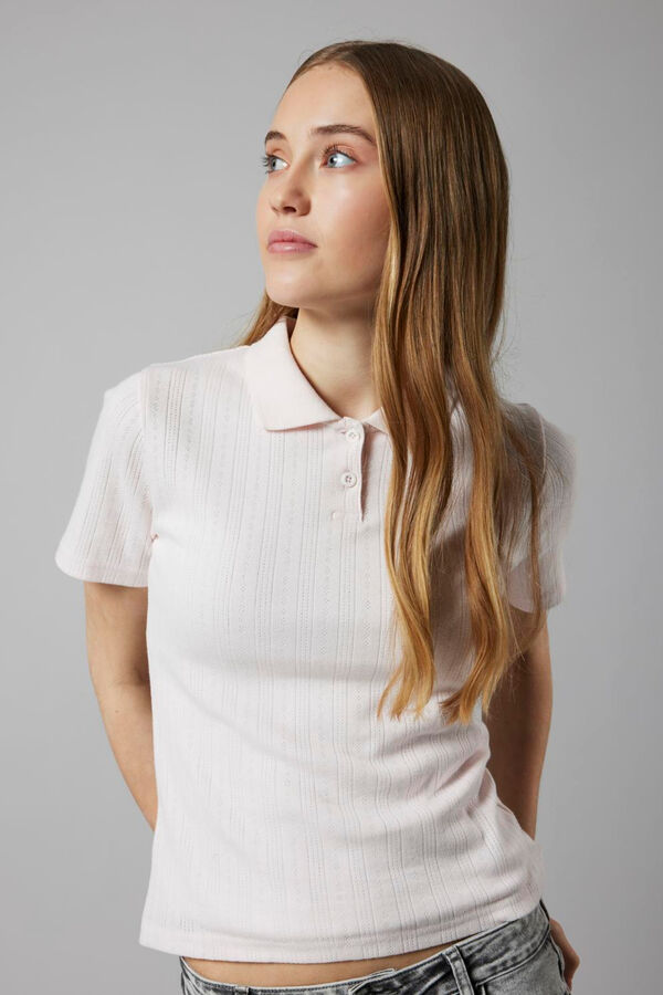 Lmtd Short sleeve classic collar polo shirt with buttons pink