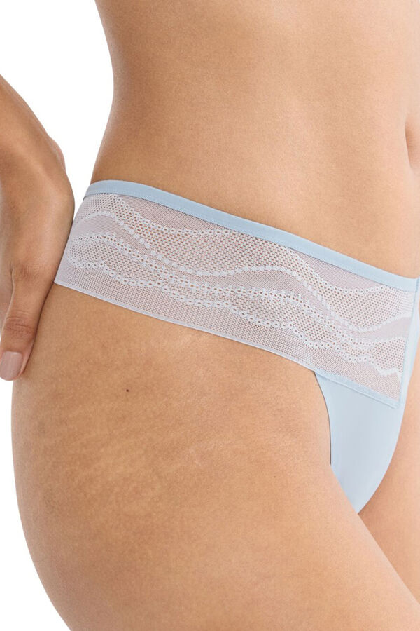 Triumph Braga tanga encaje invisible azul