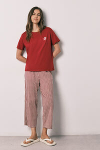 Women'secret Pijama Capri algod&oacute;n rayas Snoopy