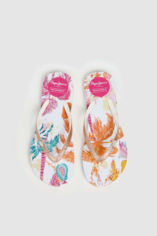 Pepe Jeans Chanclas brillo motivo floral blanco