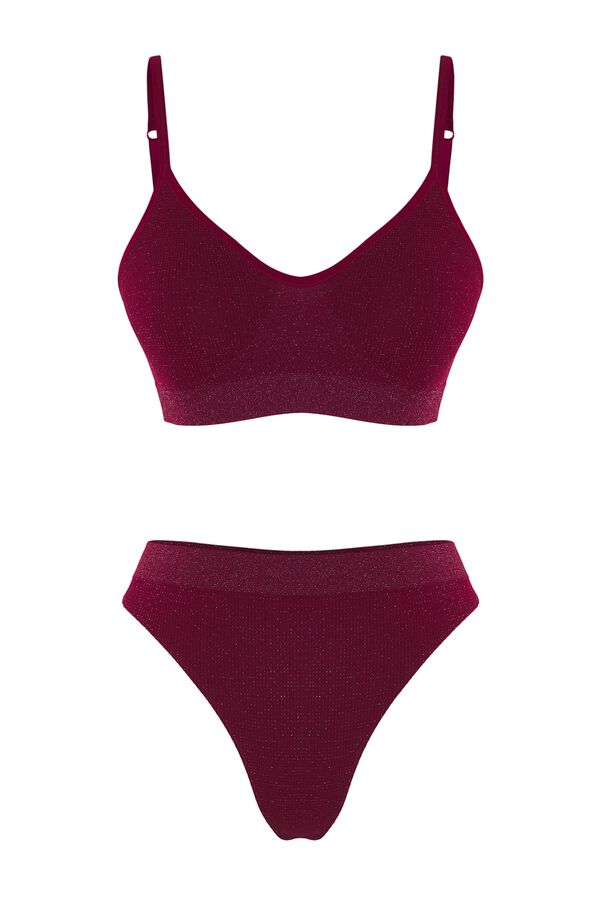 Trendyol Conjunto de lencer&iacute;a bralette brillo burdeos