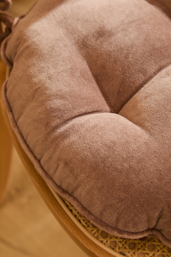 Calma House Brown Velvet Round Chair Cushion Velour nude