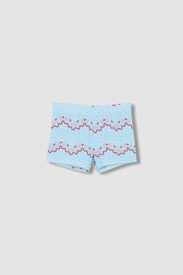 Womensecret Light blue wave print swim shorts plava