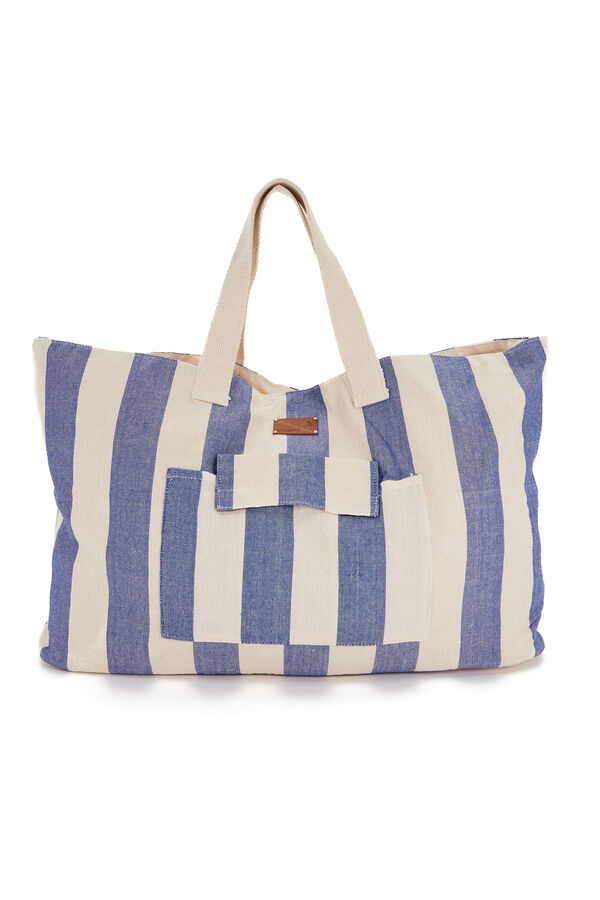 Womensecret Beach bag with blue striped print bleu