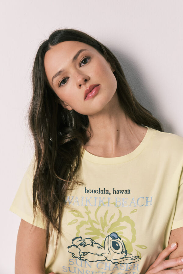 Women'secret Stitch short sleeve capri pyjamas green