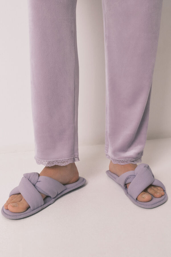 Women'secret Long lilac velvet pajamas pink