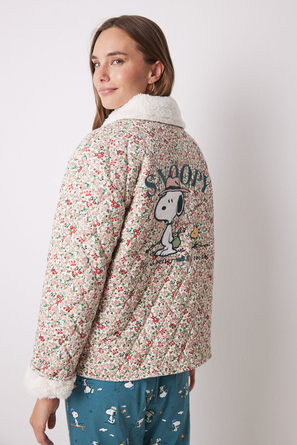 Womensecret Robe courte matelassée à fleurs Snoopy  rose