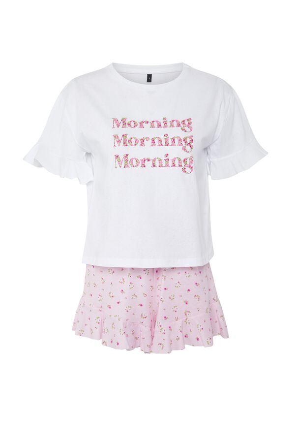 Trendyol Conjunto de pijama corto volantes floral rosa