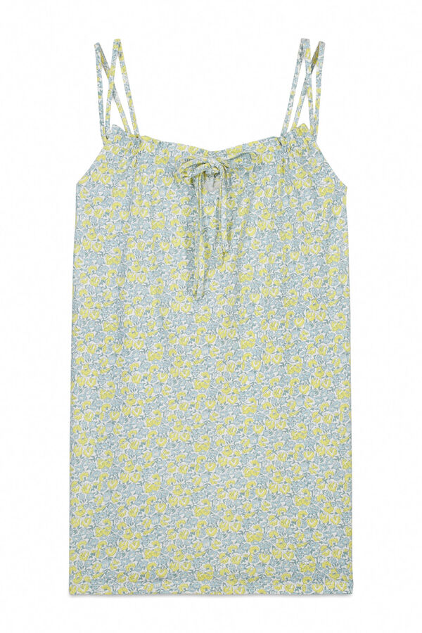 Women'secret Nuisette courte en coton &agrave; petites fleurs jaune imprim&eacute;