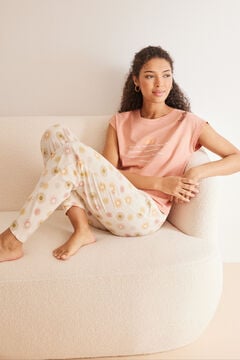 Womensecret Pyjama 100 % Baumwolle Hose Sonnen Rosa