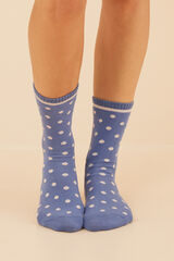 Women'secret Calcetines medios algod&oacute;n topos lurex azul  azul