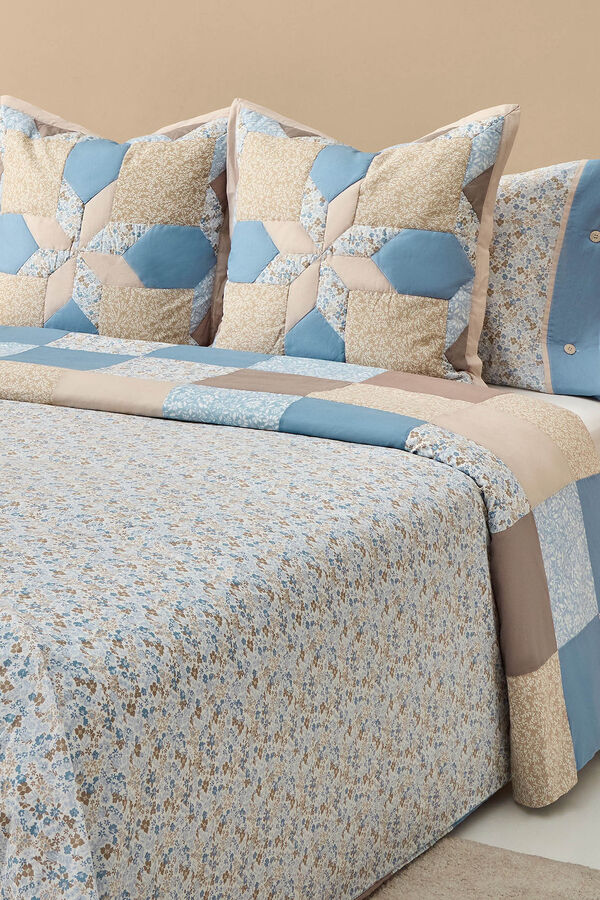 Textura Funda n&oacute;rdica patchwork flores&nbsp; azul