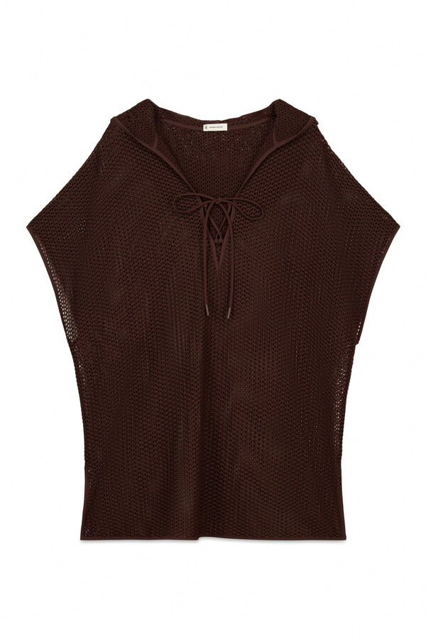 Women'secret Brown knitted hooded short tunic nude