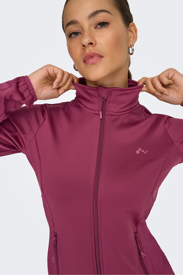 Only Play Chaqueta t&eacute;cnica cuello alto con cremallera morado/lila