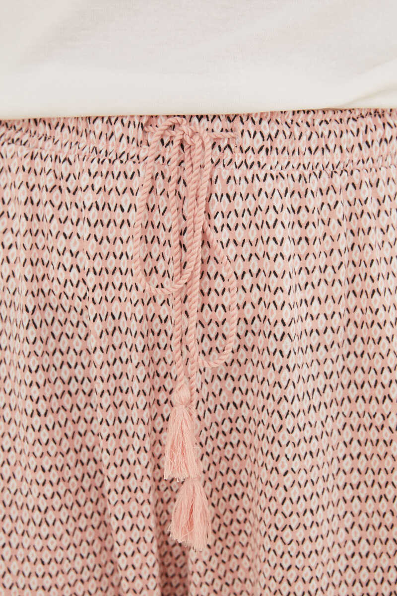 Womensecret Long pink 100% cotton bottoms with diamond pattern pink
